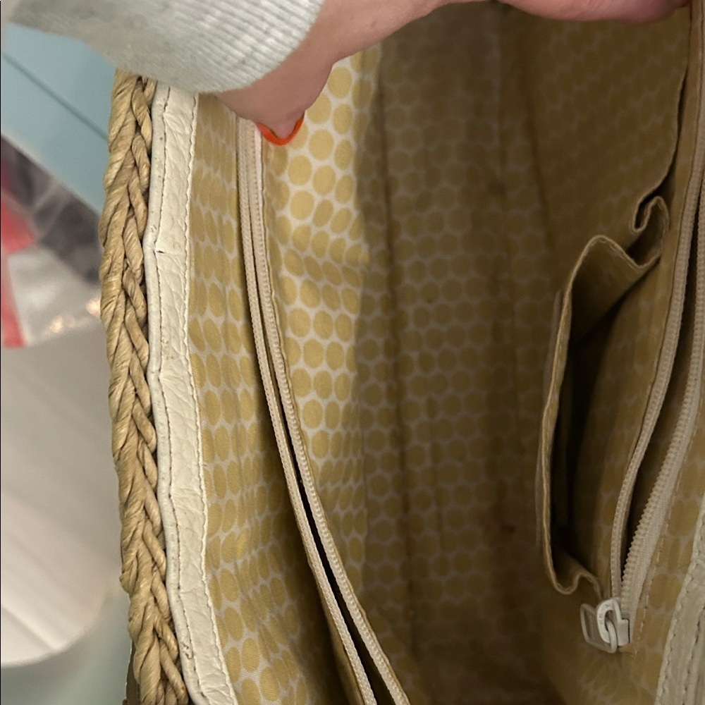 Brighton Cream and Tan Woven Tote - Picture 11 of 16